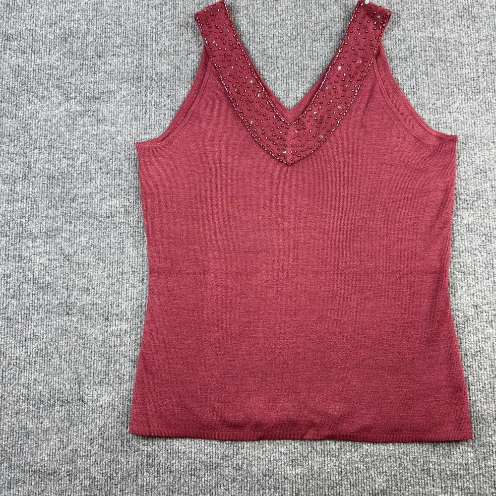 Silk Assets‎ Cami Tank Top Womens Small Pink 100% Silk Beaded Sequin V Neck